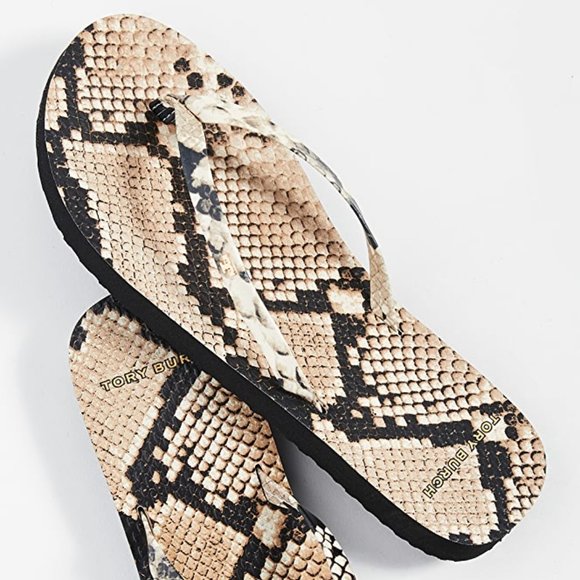 Tory Burch Shoes Tory Burch Leather Snake Embossed Flip Flop